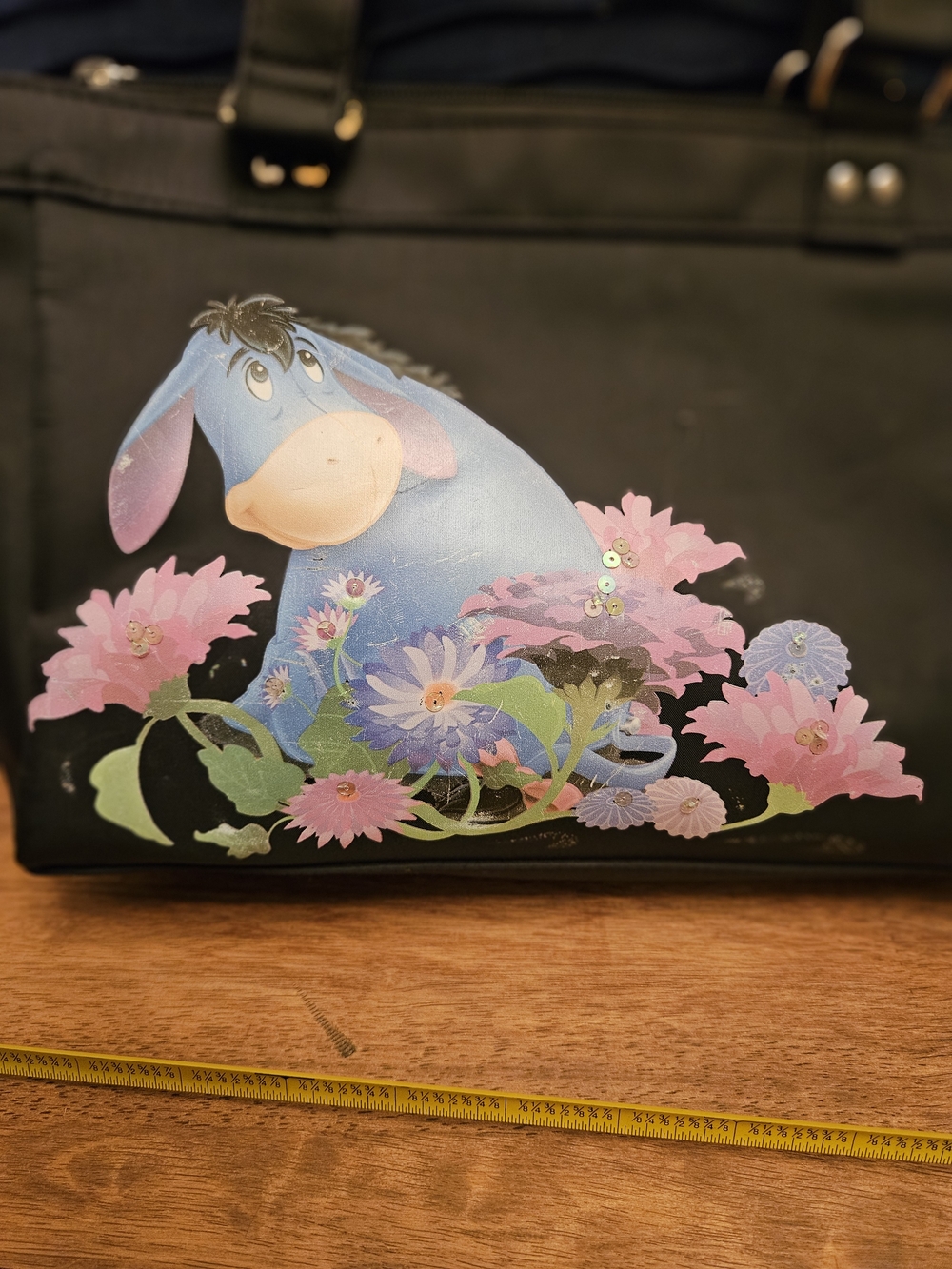 Vintage Blue Eeyore Floral Appliqué Purse  Bag - Women